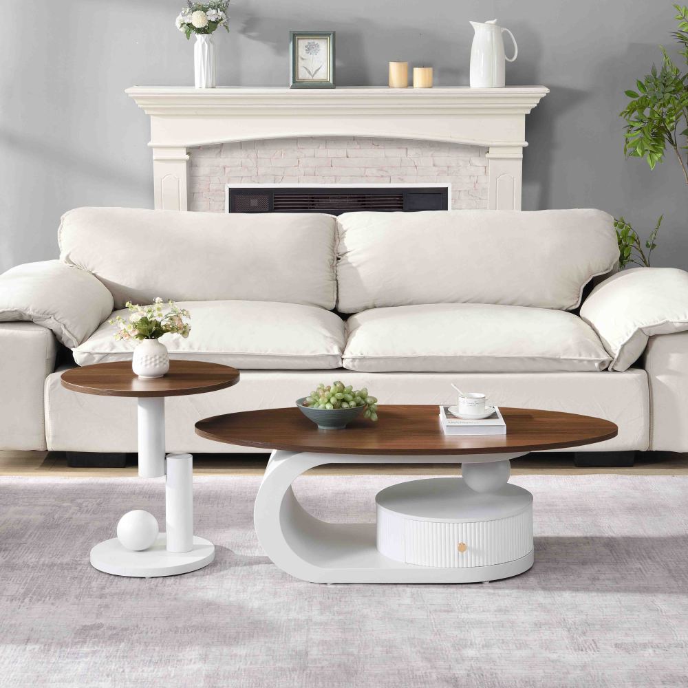modern nesting coffee table set 2 storage large oval small - Temu