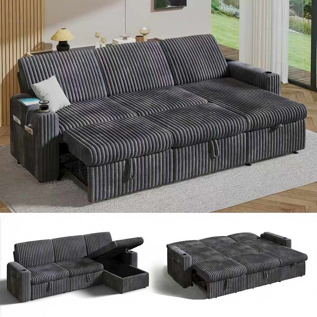 101 inch modern corduroy sofa bed 3 people convertible - Temu