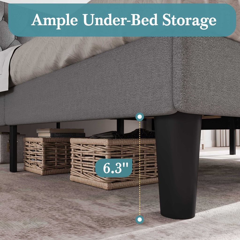classic bed frame button tufted wingback headboard - Temu