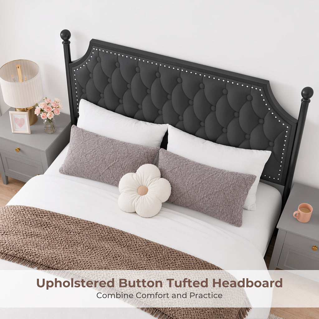 queen size canopy bed frame storage drawers upholstered - Temu