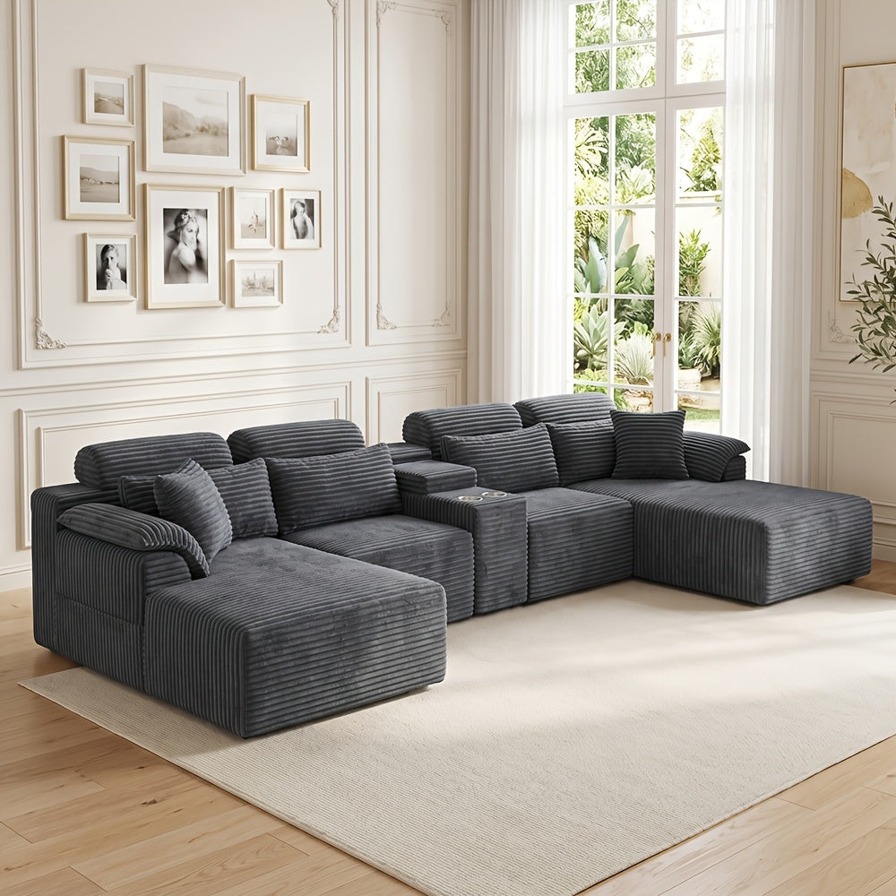 luxury u shaped modular living room sofa cup holders - Temu