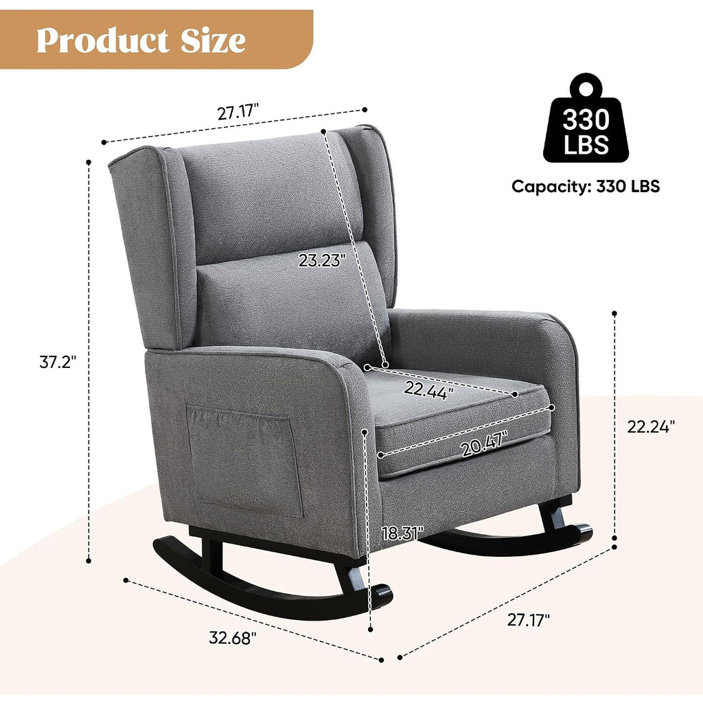 solid wood rocking chair 30 gentle rocking breathable fabric - Temu