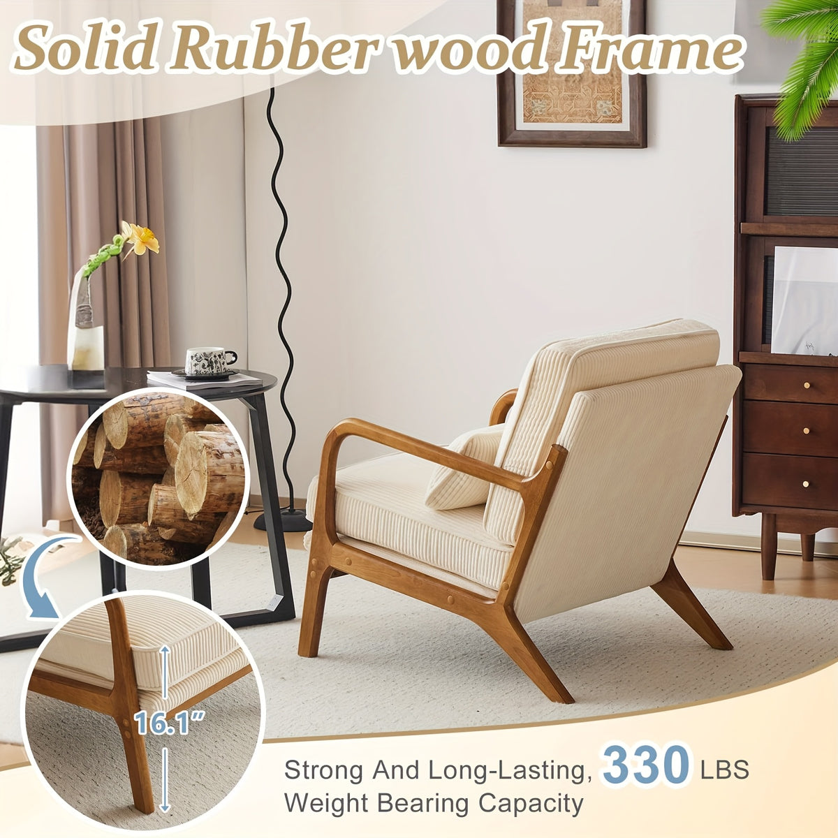 corduroy accent chair   century - Temu