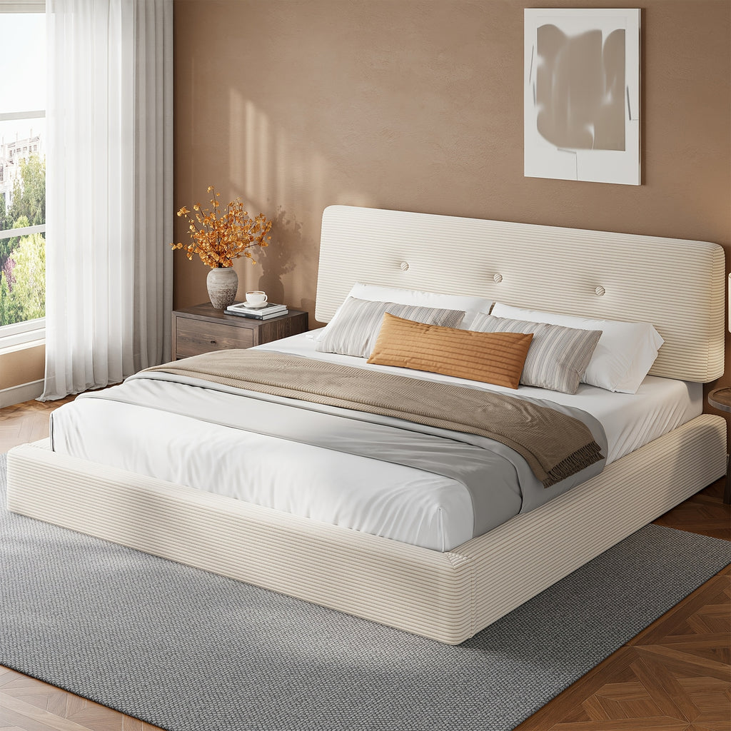 cloud bed frame adjustable headboard upholstered corduroy - Temu