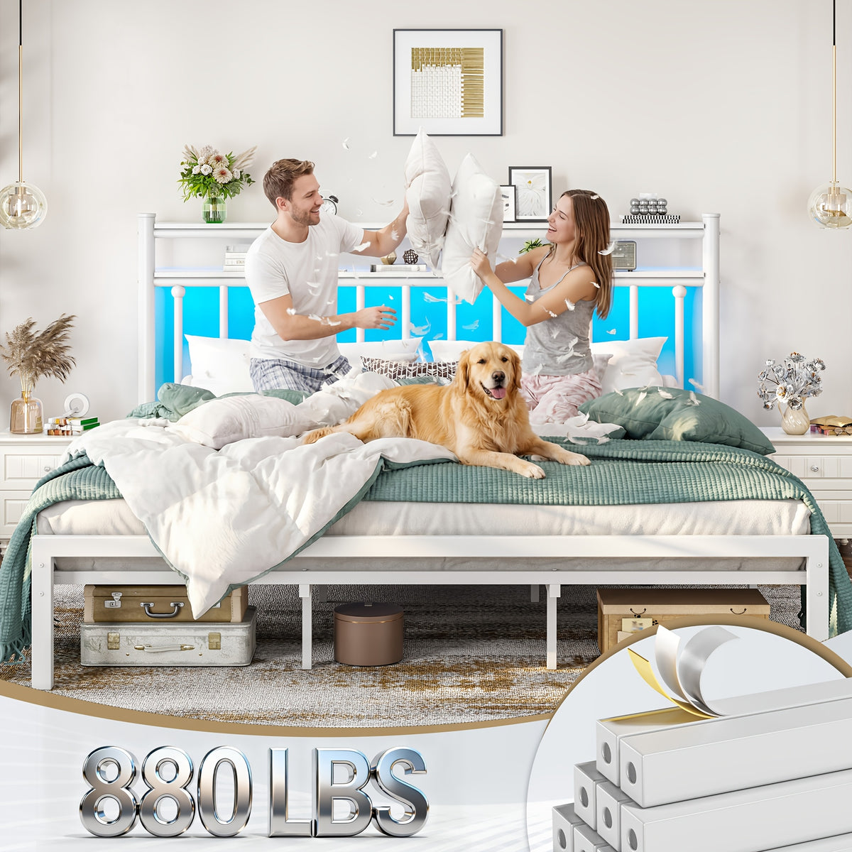 metal twin full queen king size bed frame 2 tier storage - Temu