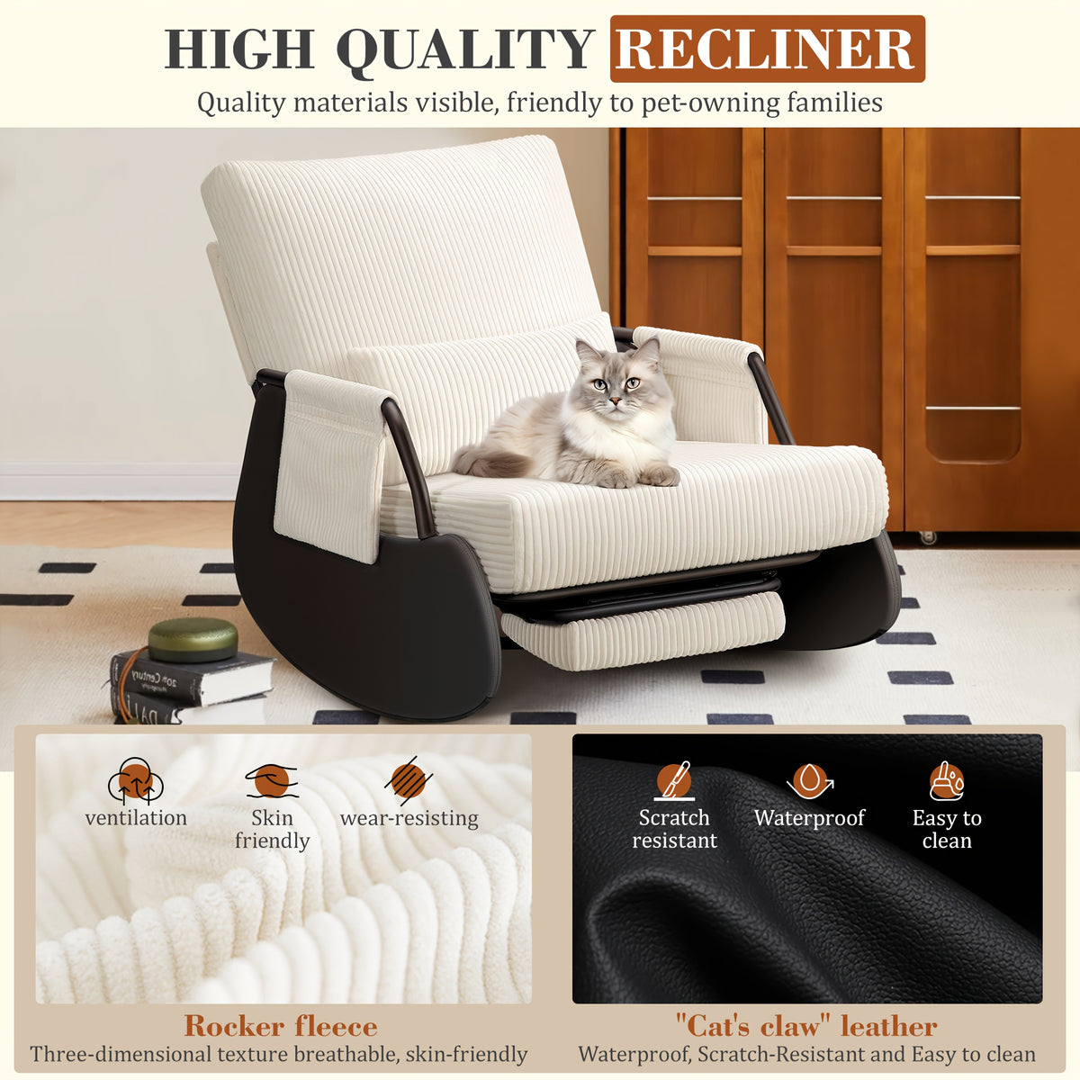 corduroy rocking chair footrest cover washable - Temu