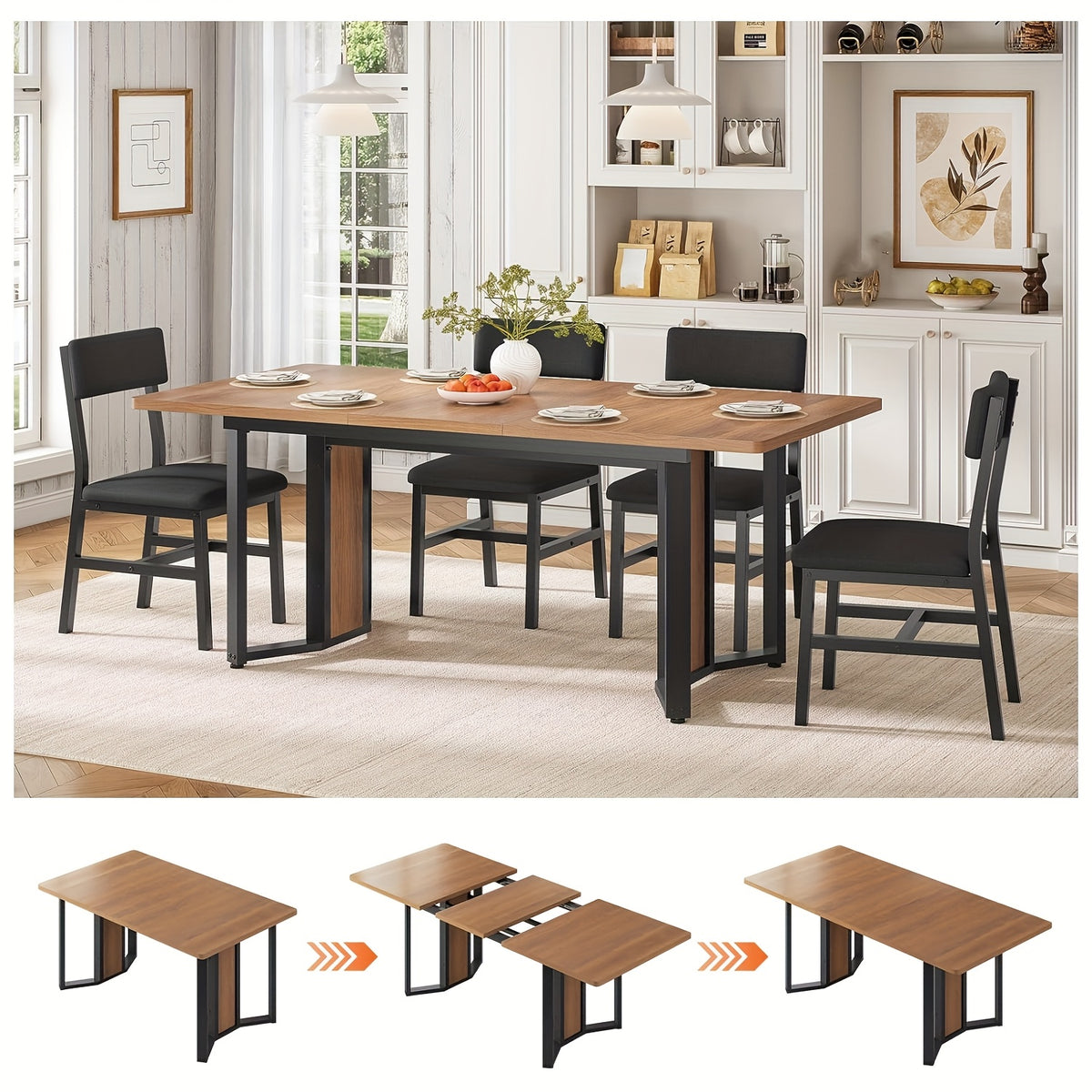 contemporary dining table set 4 6 individuals featuring a 63 - Temu