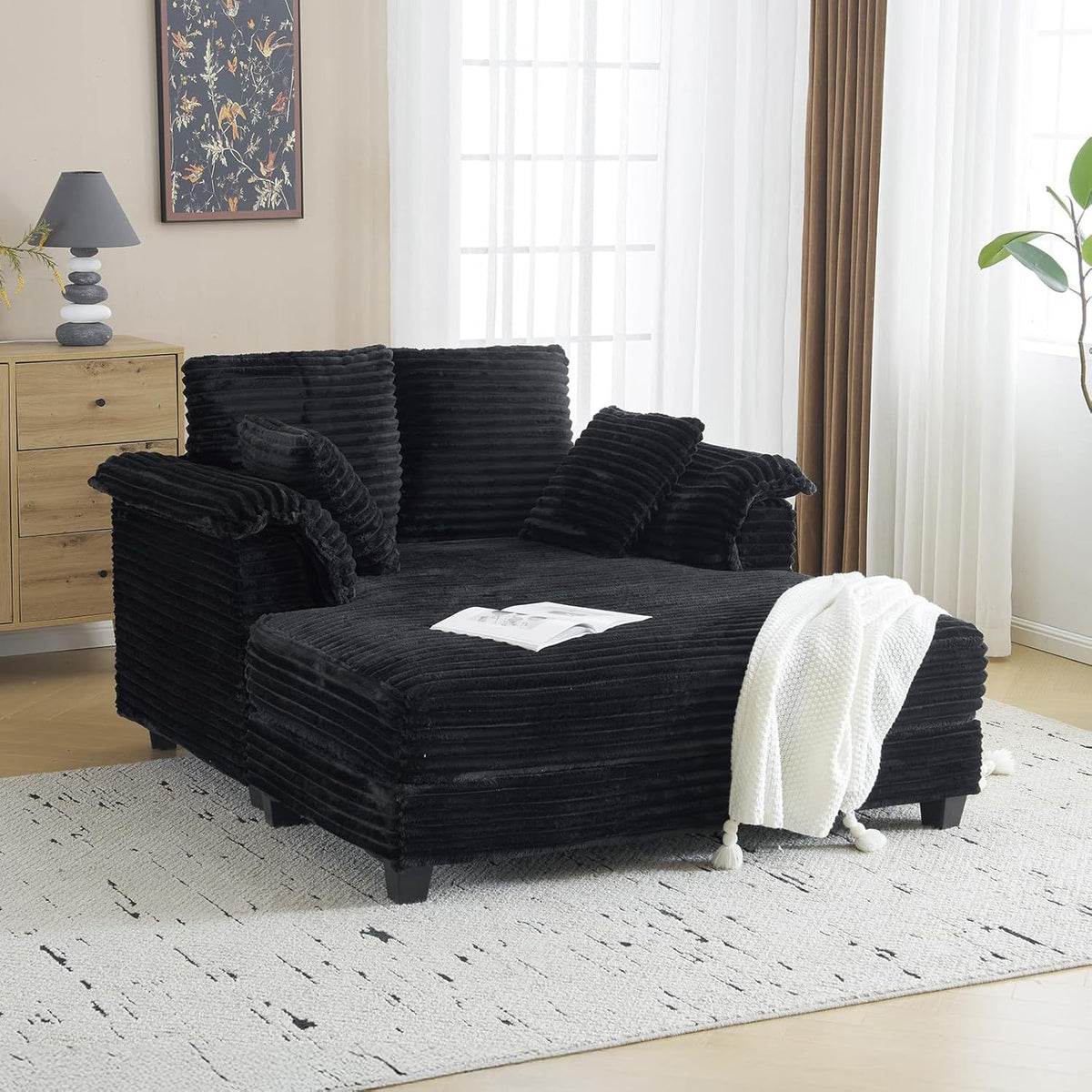 lounge sofa 56 oversized reading sofa corduroy chaise - Temu