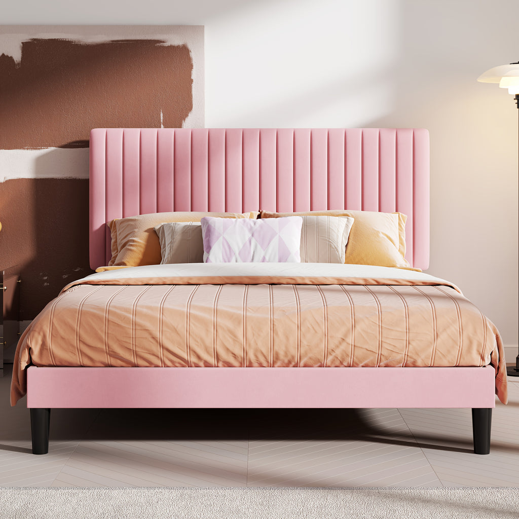 velvet upholstered bed frame adjustable headboard - Temu