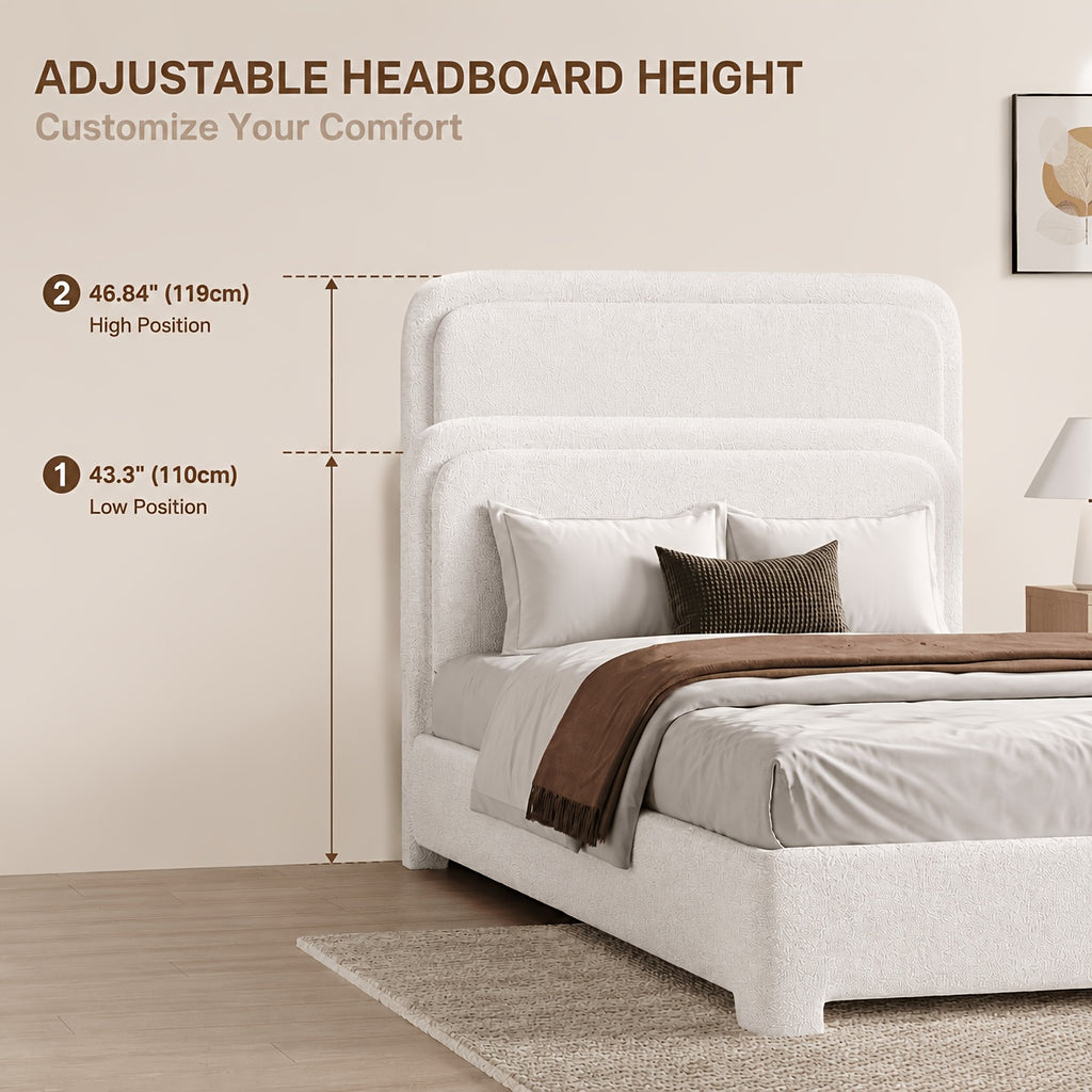 twin full   bed frame cloud boucle upholstered - Temu
