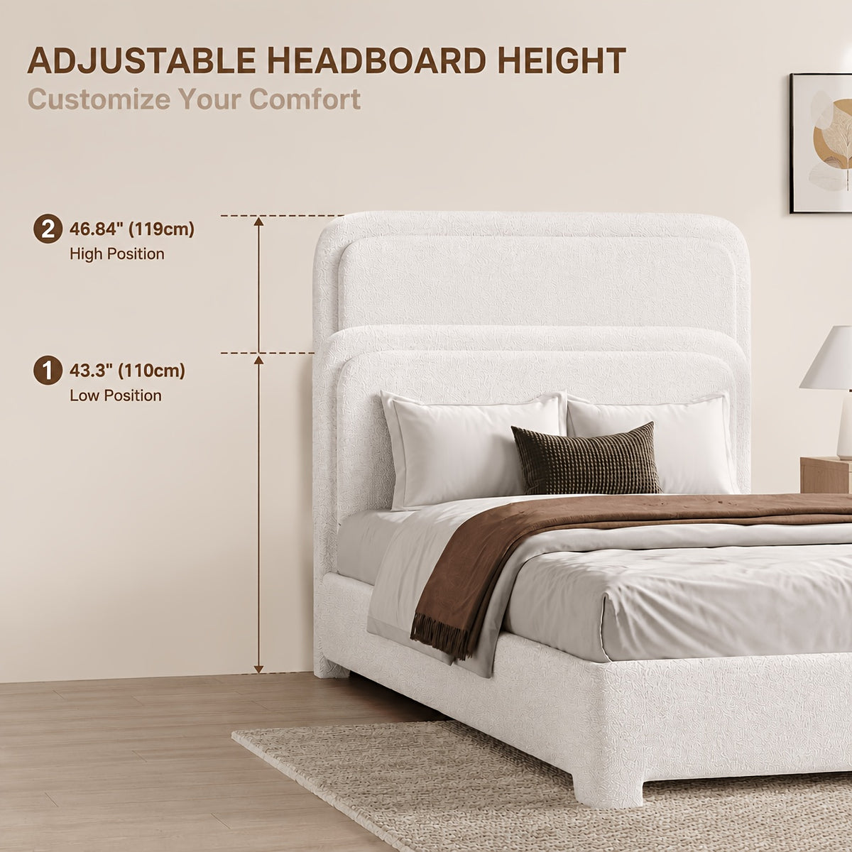 twin full   bed frame cloud boucle upholstered - Temu