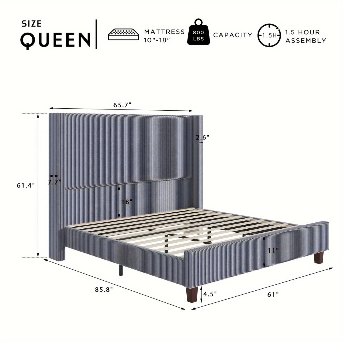 61 platform bed frame upholstered bed corduroy wingback - Temu