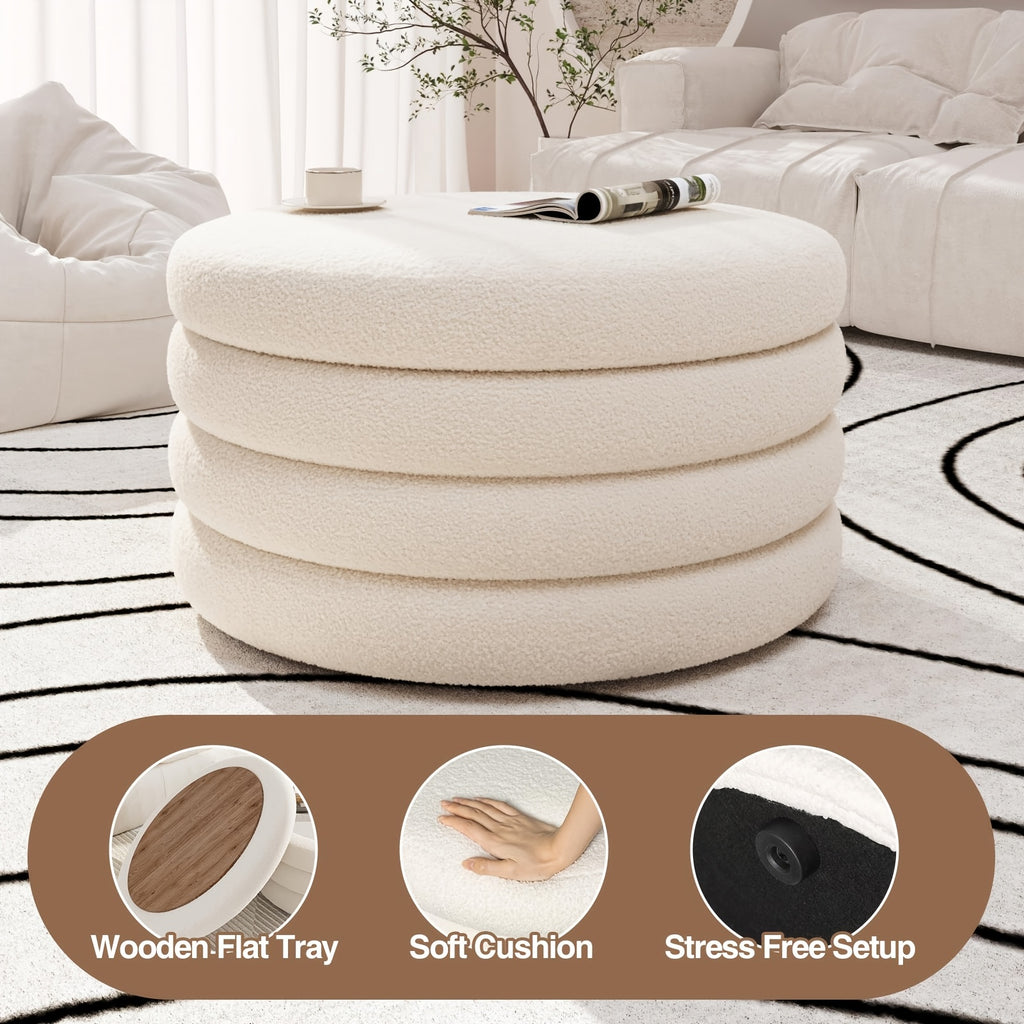 30 inch round   coffee table storage sherpa top large - Temu