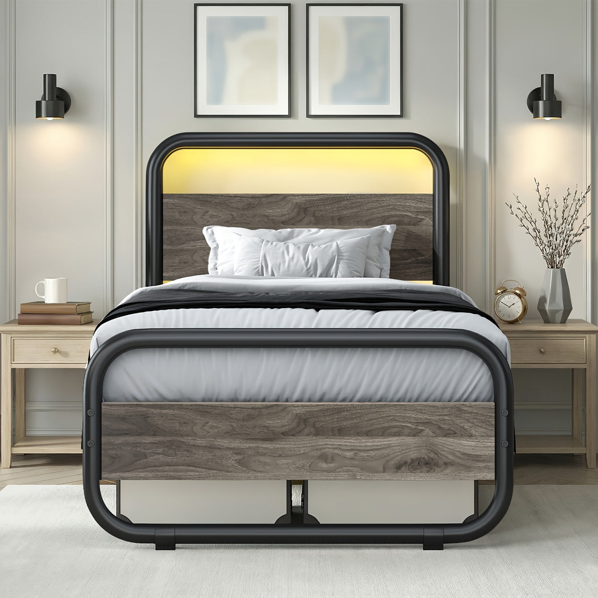 twin full queen king size   grey white bed frame - Temu
