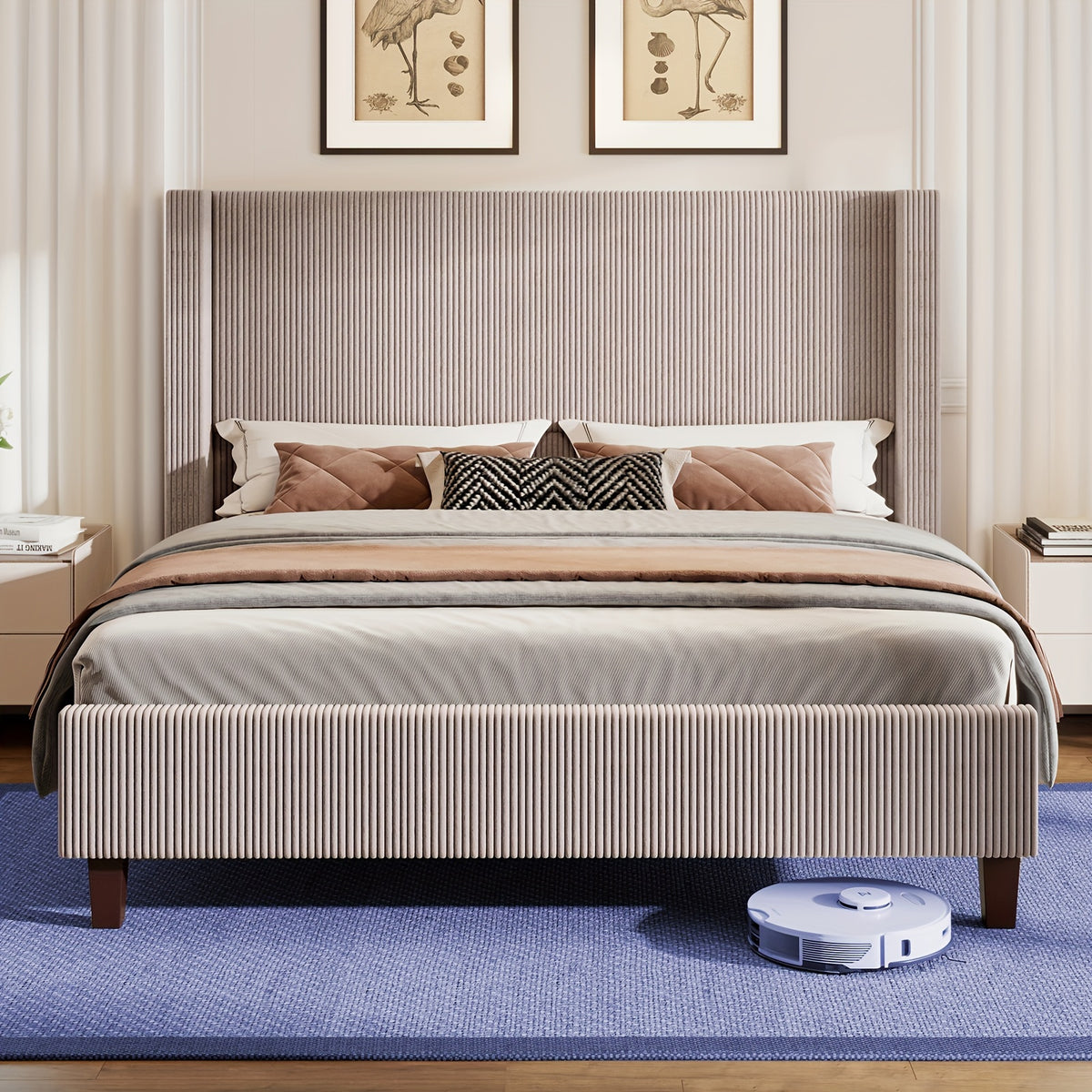 50 8 upholstered platform bed frame corduroy bed frame - Temu