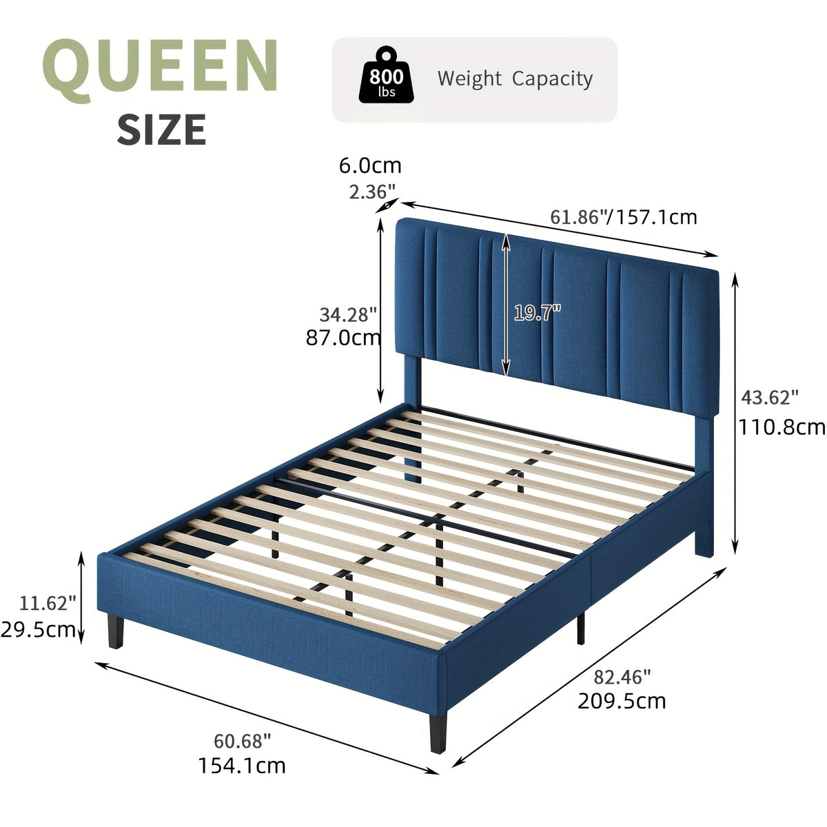 twin full queen size bed frame headboard sturdy wooden - Temu