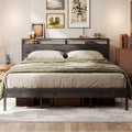 king size bed frame 2 tier storage shelf headboard - Temu