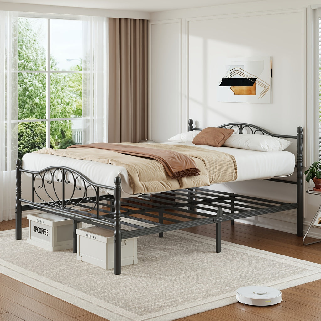 12 inch metal platform bed frame victorian style headboard - Temu