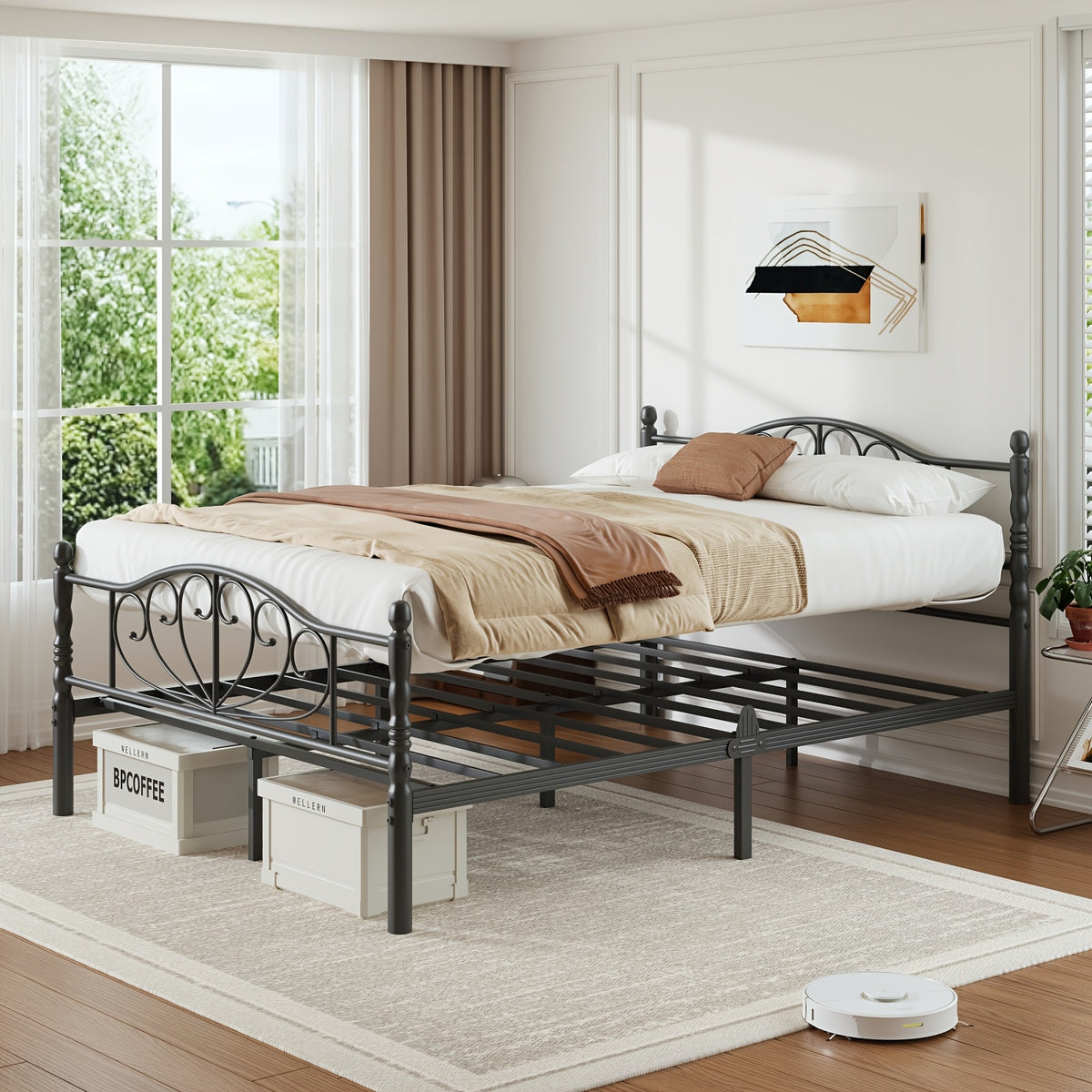 12 inch metal platform bed frame victorian style headboard - Temu