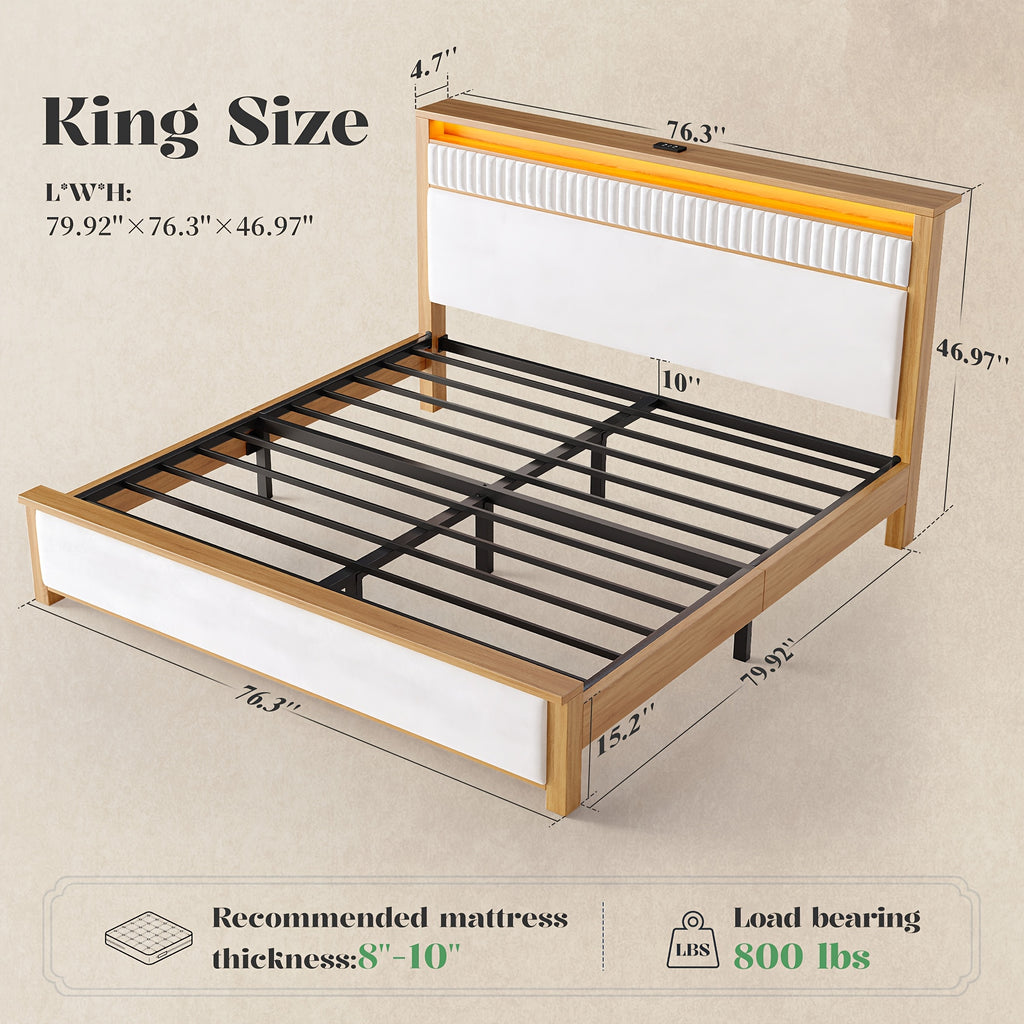 upholstered bed frame vertical stripe headboard queen king - Temu