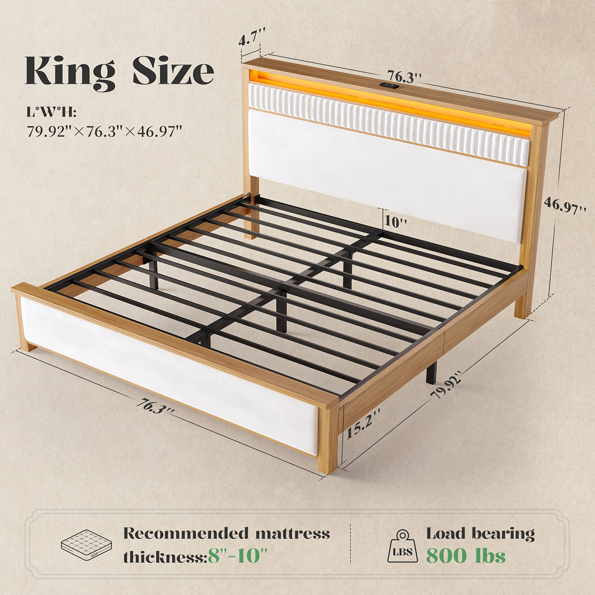 upholstered bed frame vertical stripe headboard queen king - Temu