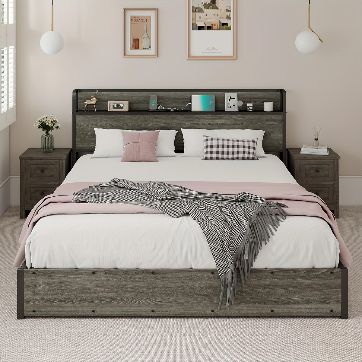 full queen king size lift storage bed wood platform bed - Temu
