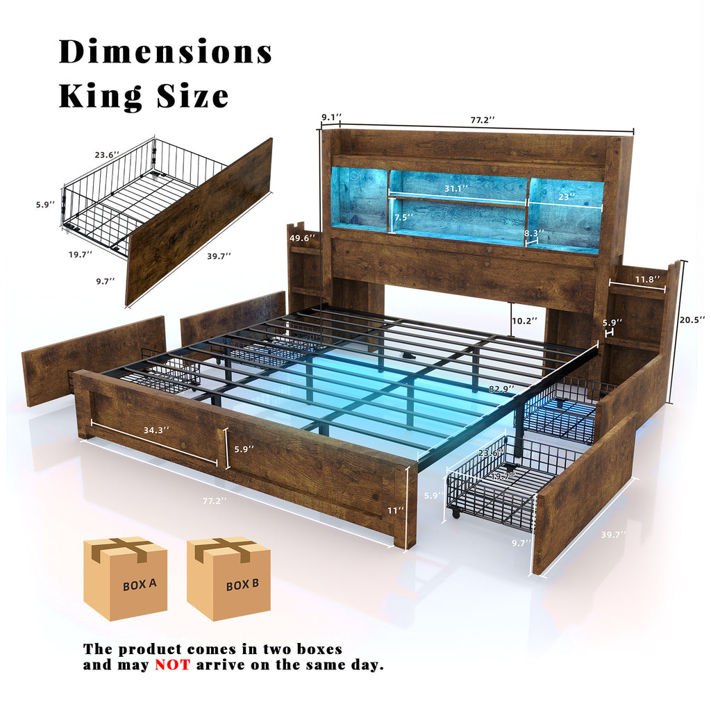 bed frame 49 6 inch bookcase headboard 4 drawers 2 - Temu
