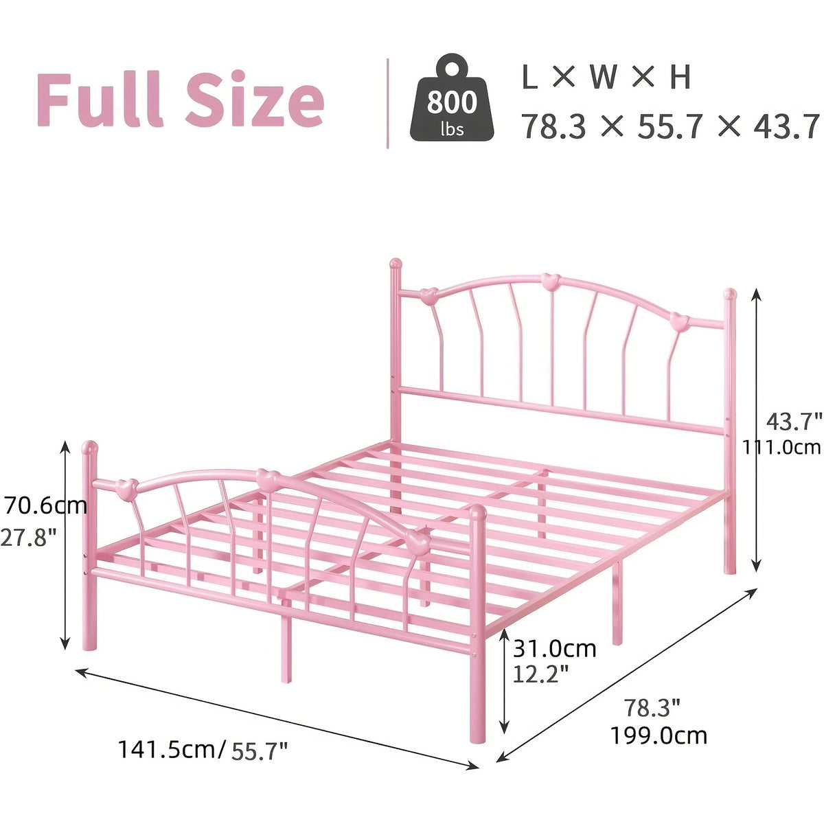 twin full queen size metal platform bed frame heart shaped - Temu