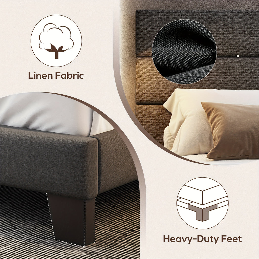 full queen king bed frame platform bed fabric - Temu