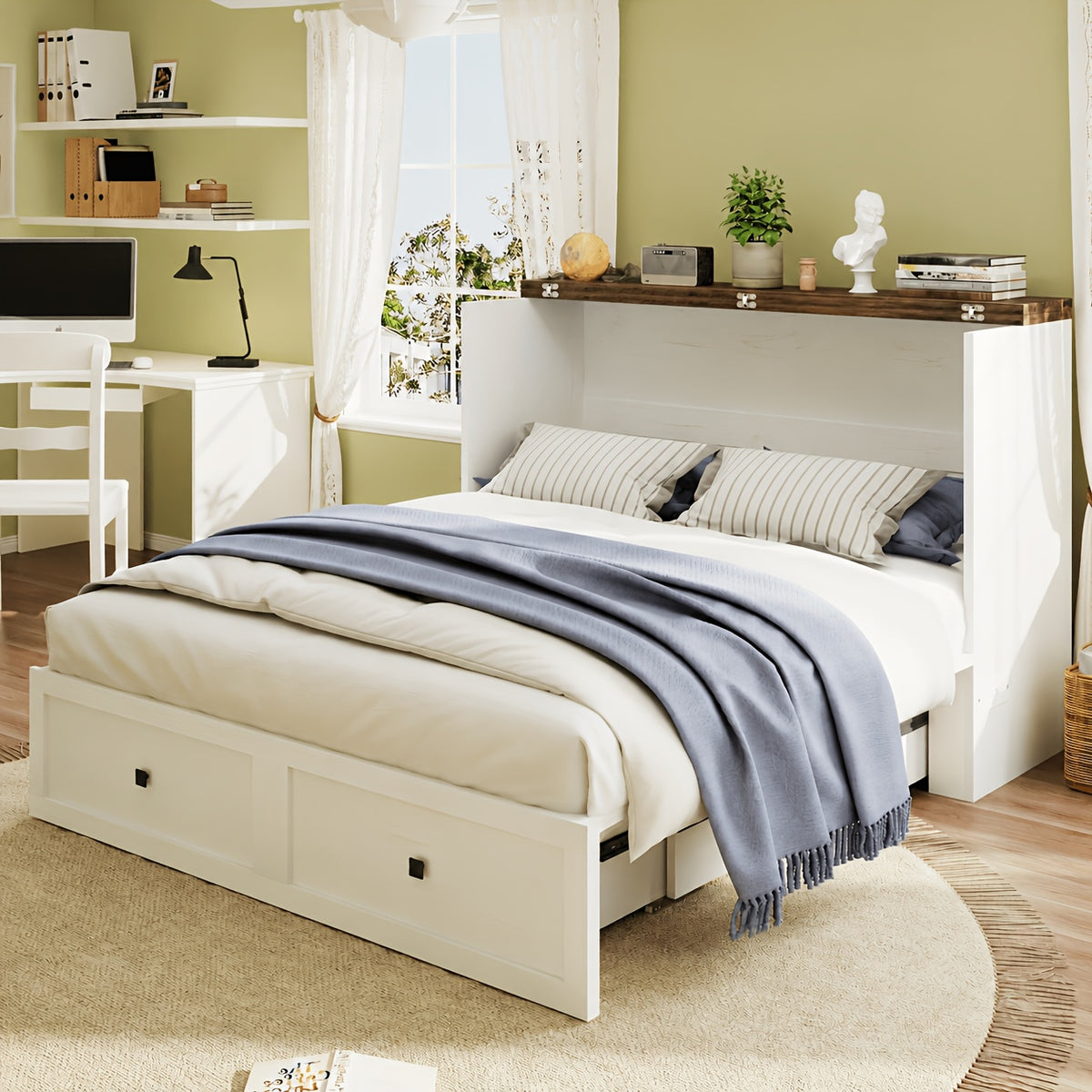 farmhouse murphy bed storage charging station foldable panel - Temu
