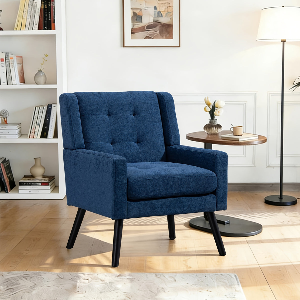 century modern tufted accent chair ergonomic back chair - Temu