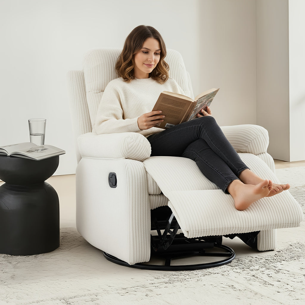 corduroy swivel rocking recliner chair manually adjustable - Temu