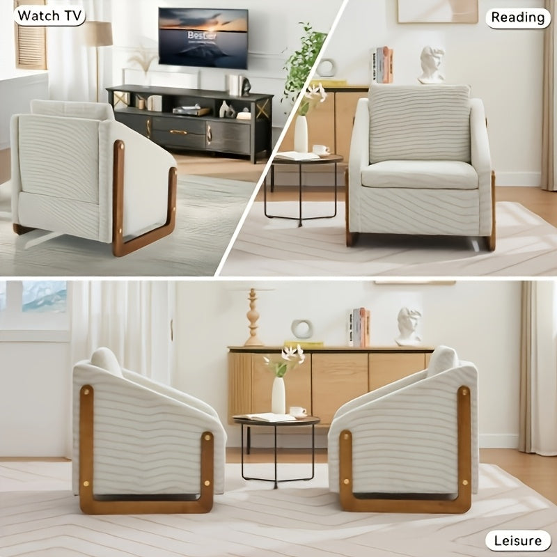 modern upholstered armchair wooden side frame accent leisure - Temu