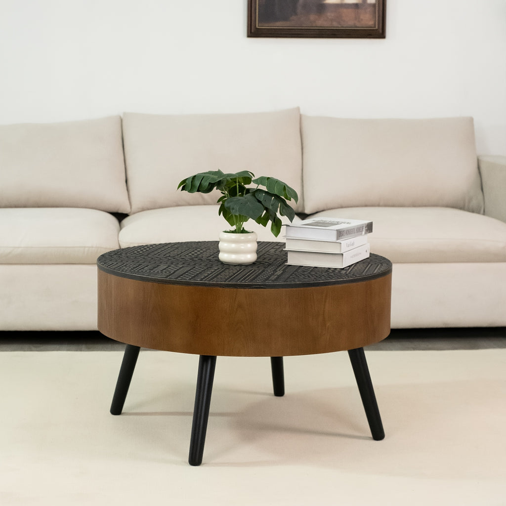 31   carved coffee table hidden storage mdf wood - Temu