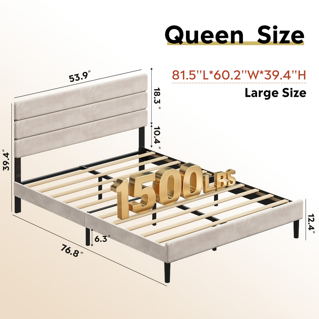 upholstered bed frame king size bed frame headboard platform - Temu