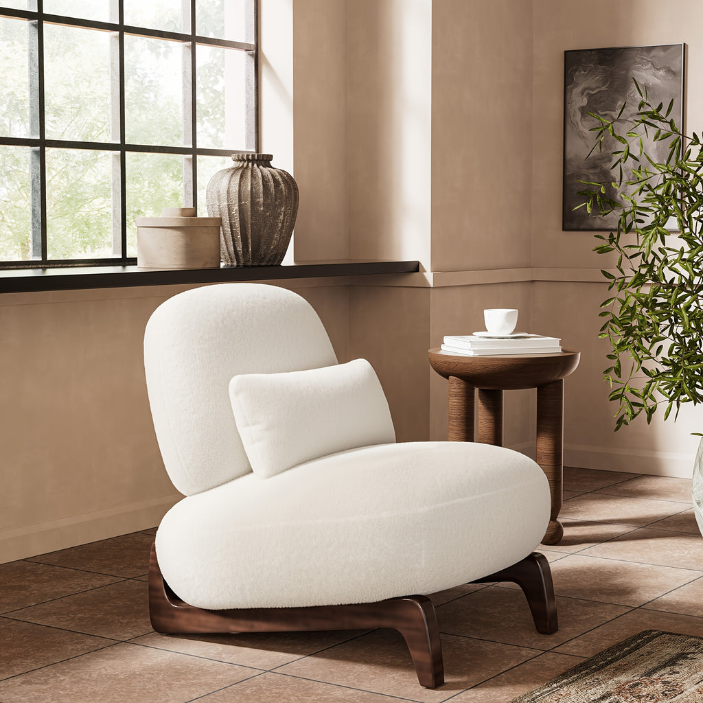 cloud boucle chair modern tilt back accent chair - Temu