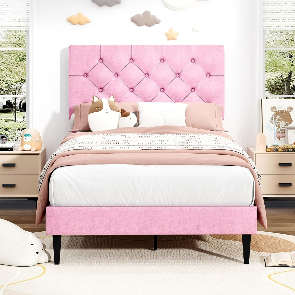 halloween twin full queen king bed frames upholstered - Temu