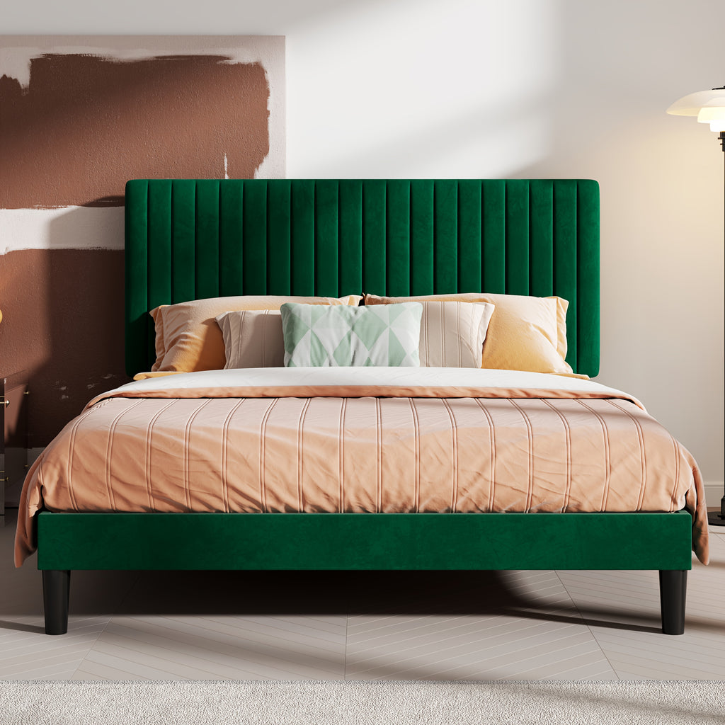 velvet upholstered bed frame adjustable headboard - Temu