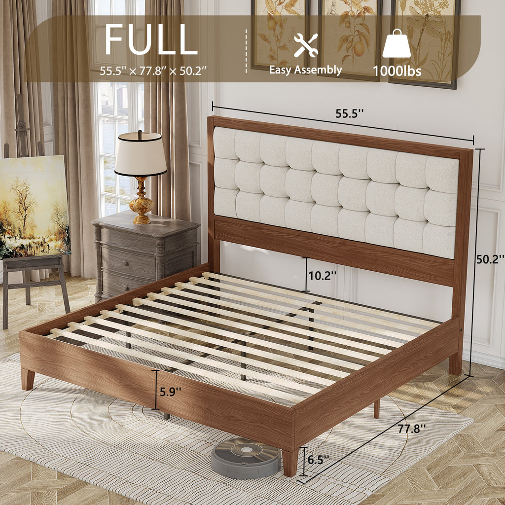 century wooden bed frame 49 high cushioned headboard - Temu