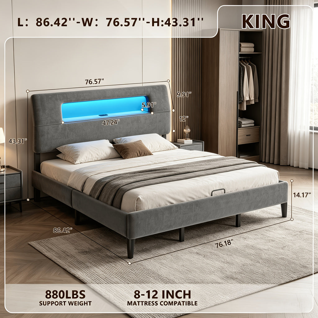 king queen full twin bed frame velvet material soft - Temu