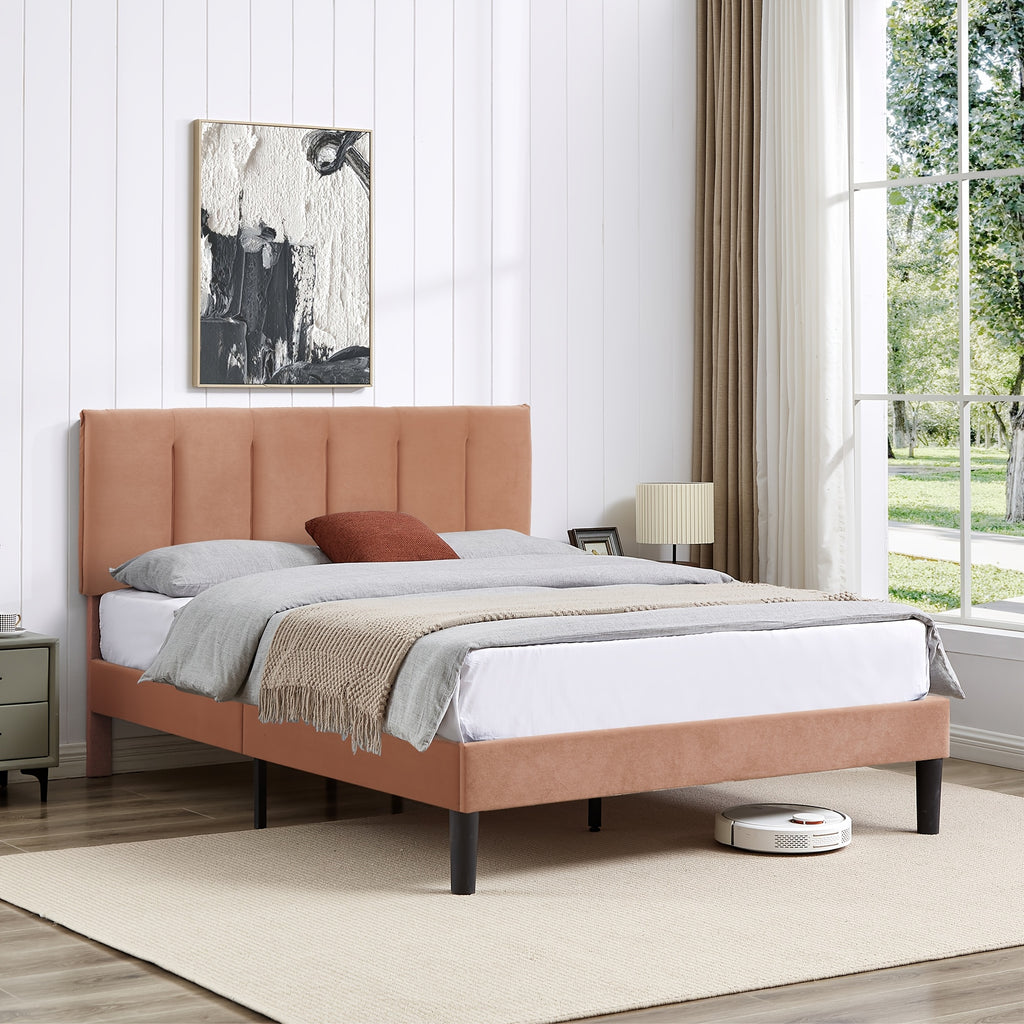 modern upholstered platform bed frame adjustable fabric - Temu