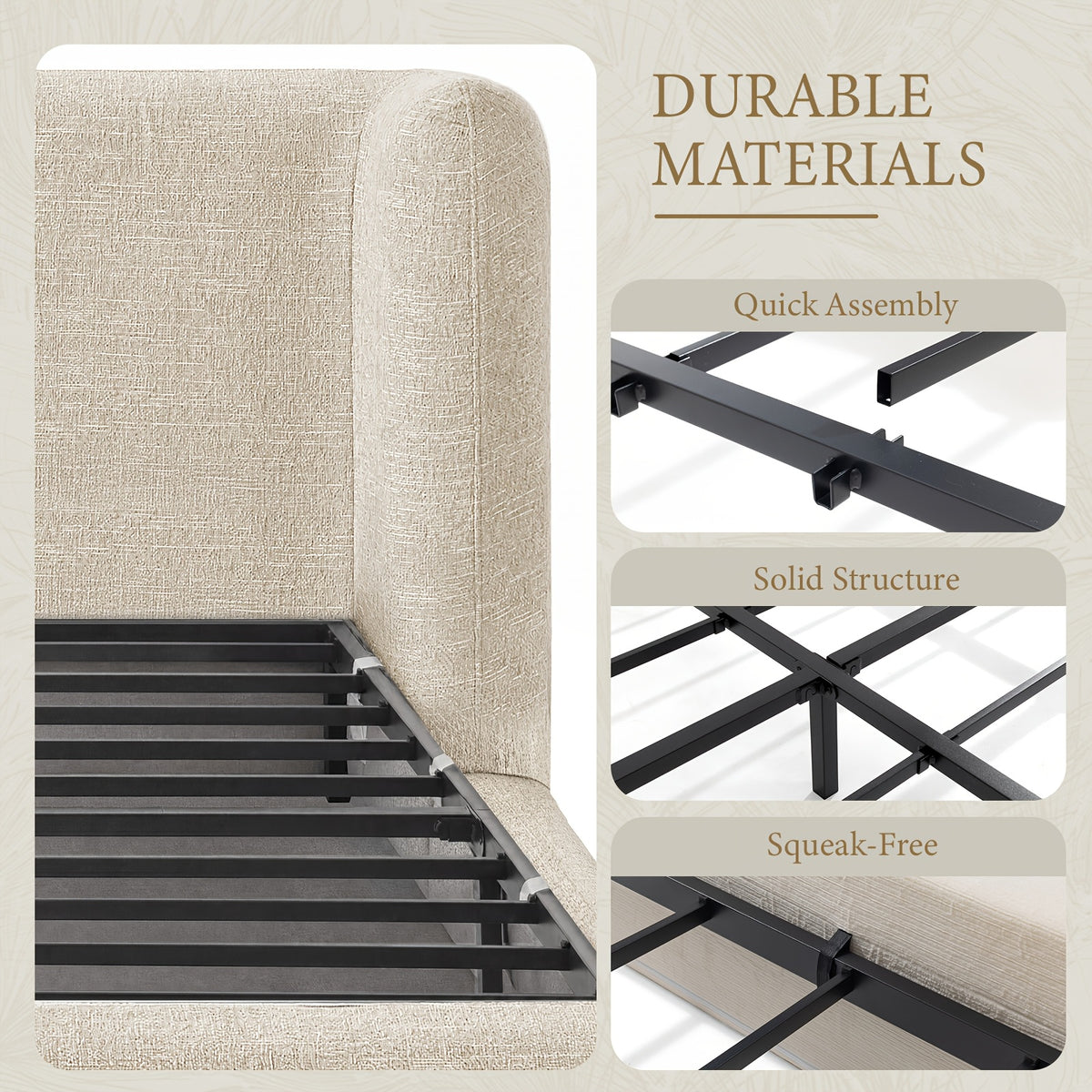 upholstered platform bed frame a headboard backrest - Temu