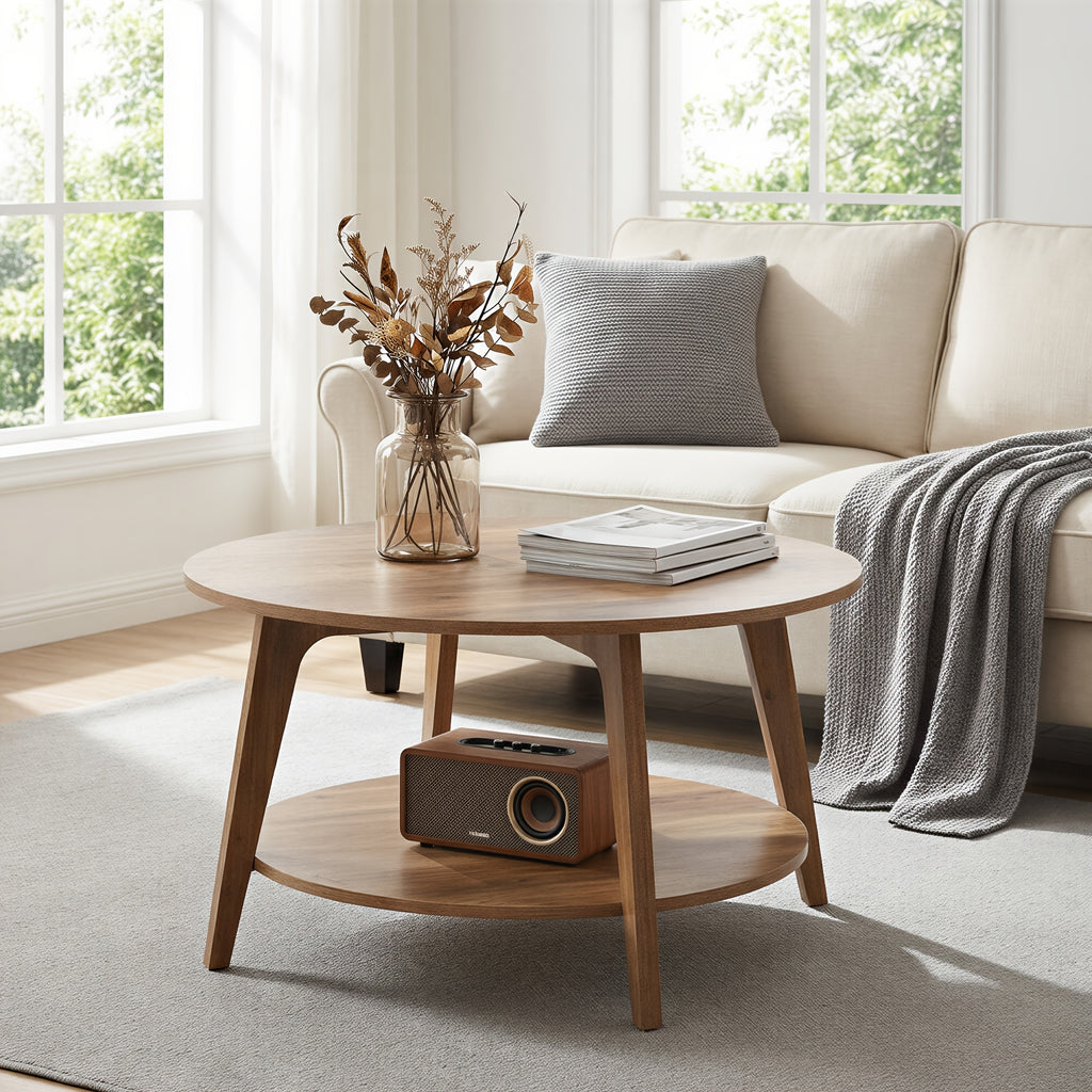 round coffee table tea table 2 tier   center - Temu