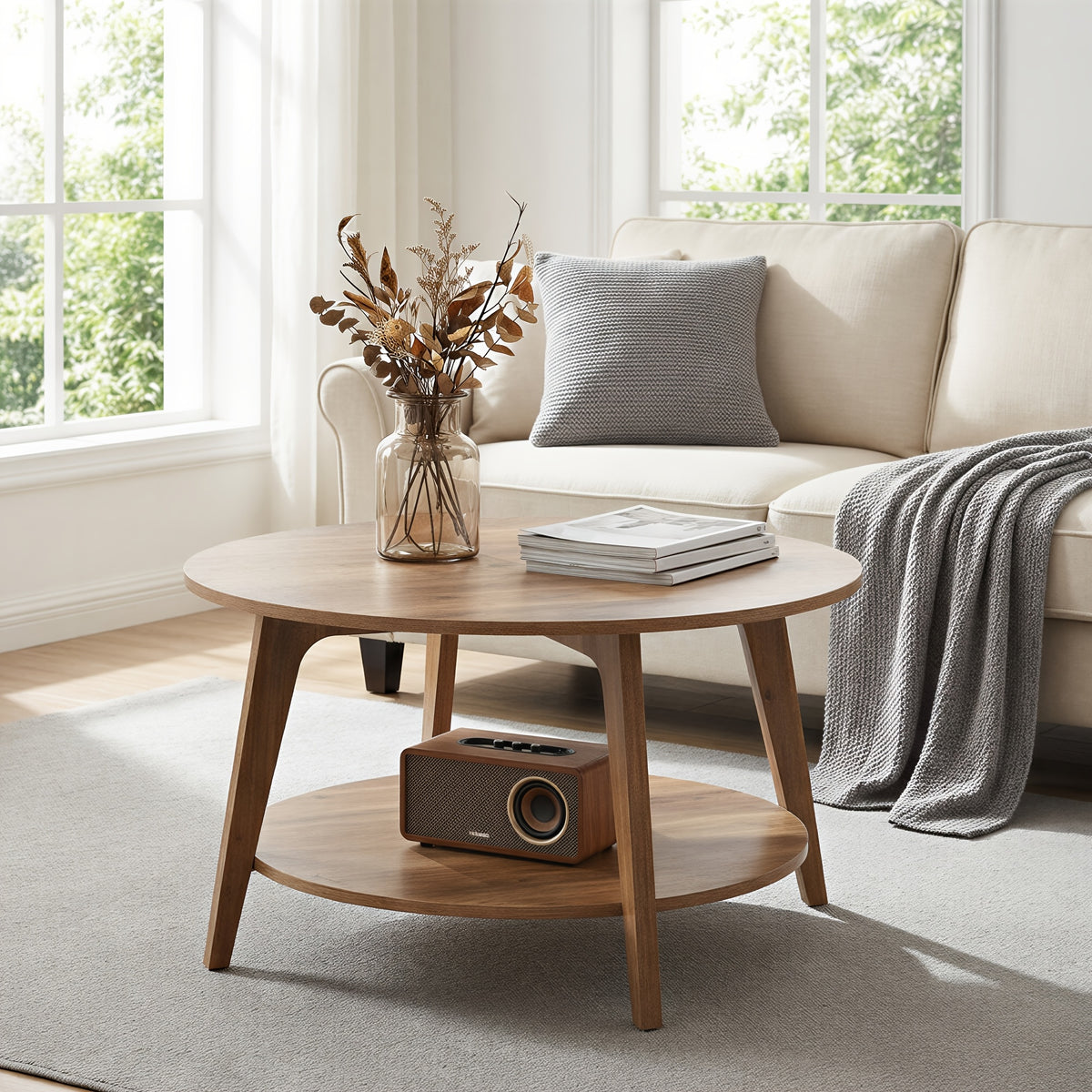 round coffee table tea table 2 tier   center - Temu