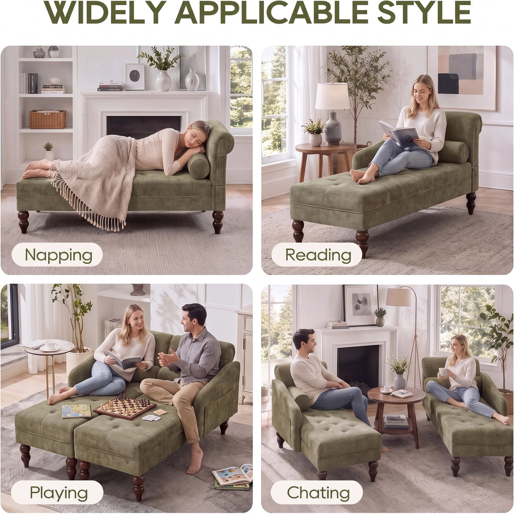 soft chenille upholstered chaise lounge indoor right armrest - Temu