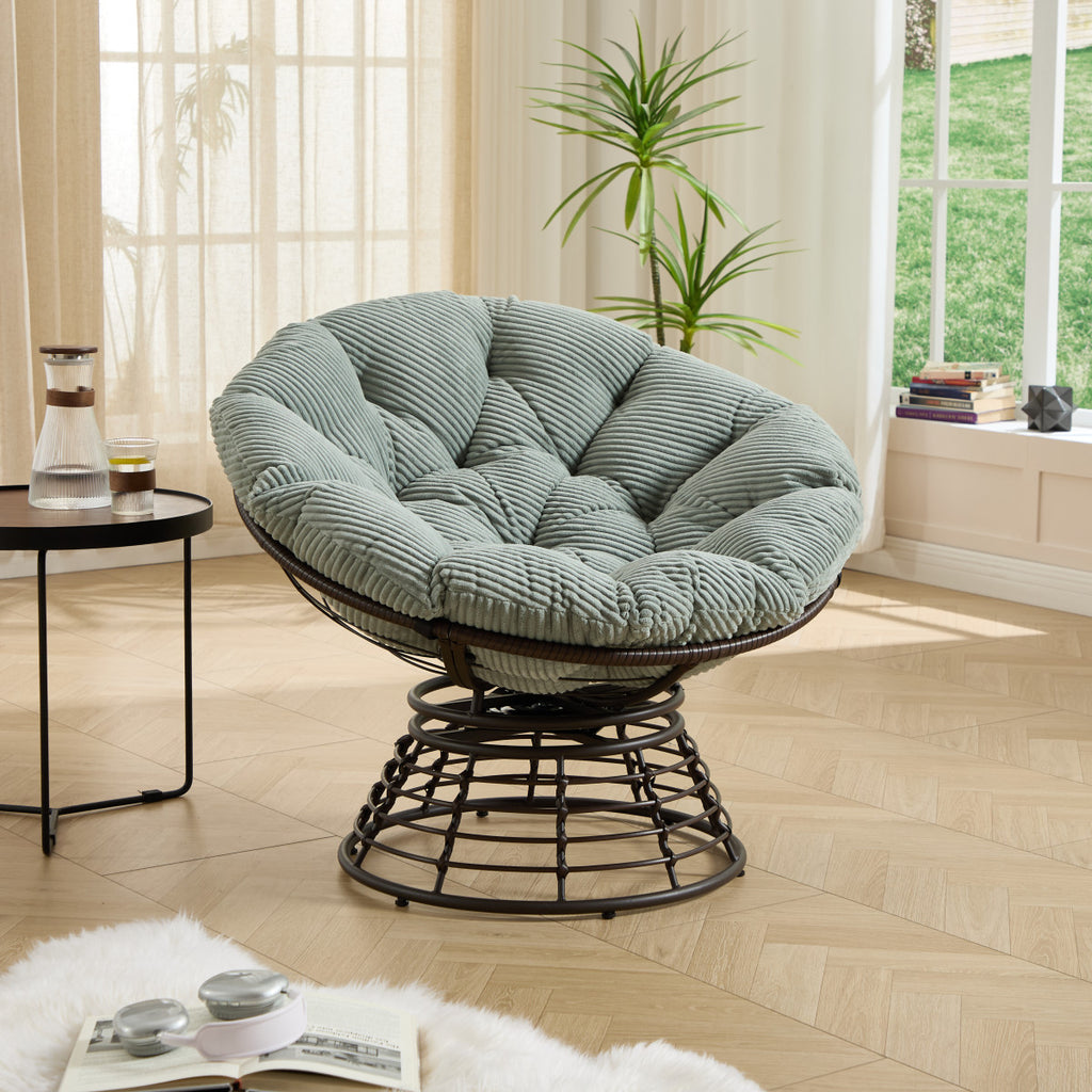 comfortable ergonomic wicker papasan chair 360 swivel indoor - Temu