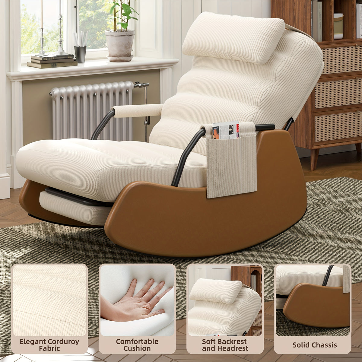 nursery glider rocking chair soft cushioned seat - Temu
