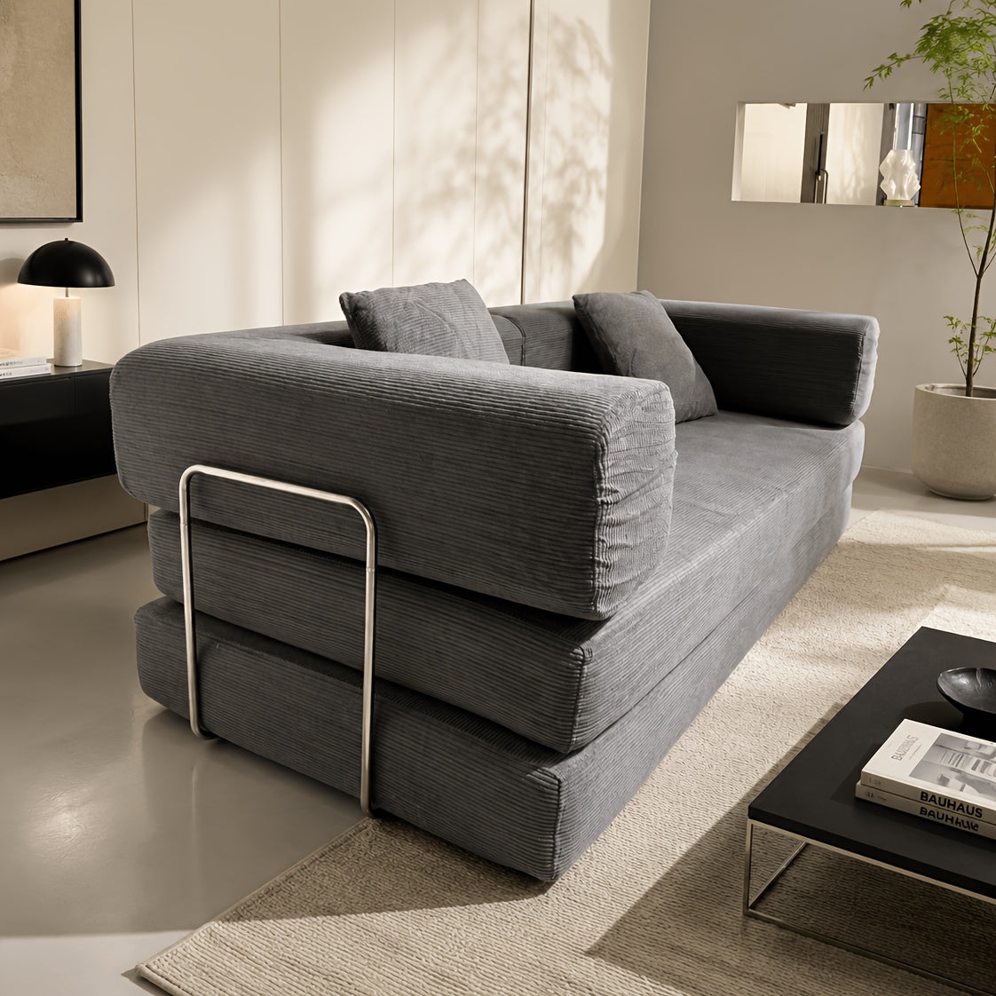 lazy corduroy convertible floor sofa bed pillow back armrest - Temu