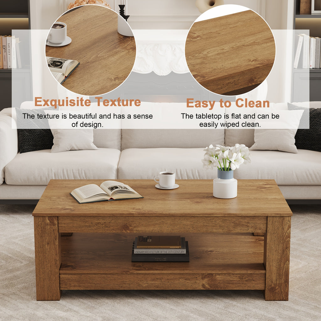 coffee table double layer design sturdy mdf construction - Temu