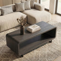wooden coffee table storage shelf modern 2 tier rectangular - Temu